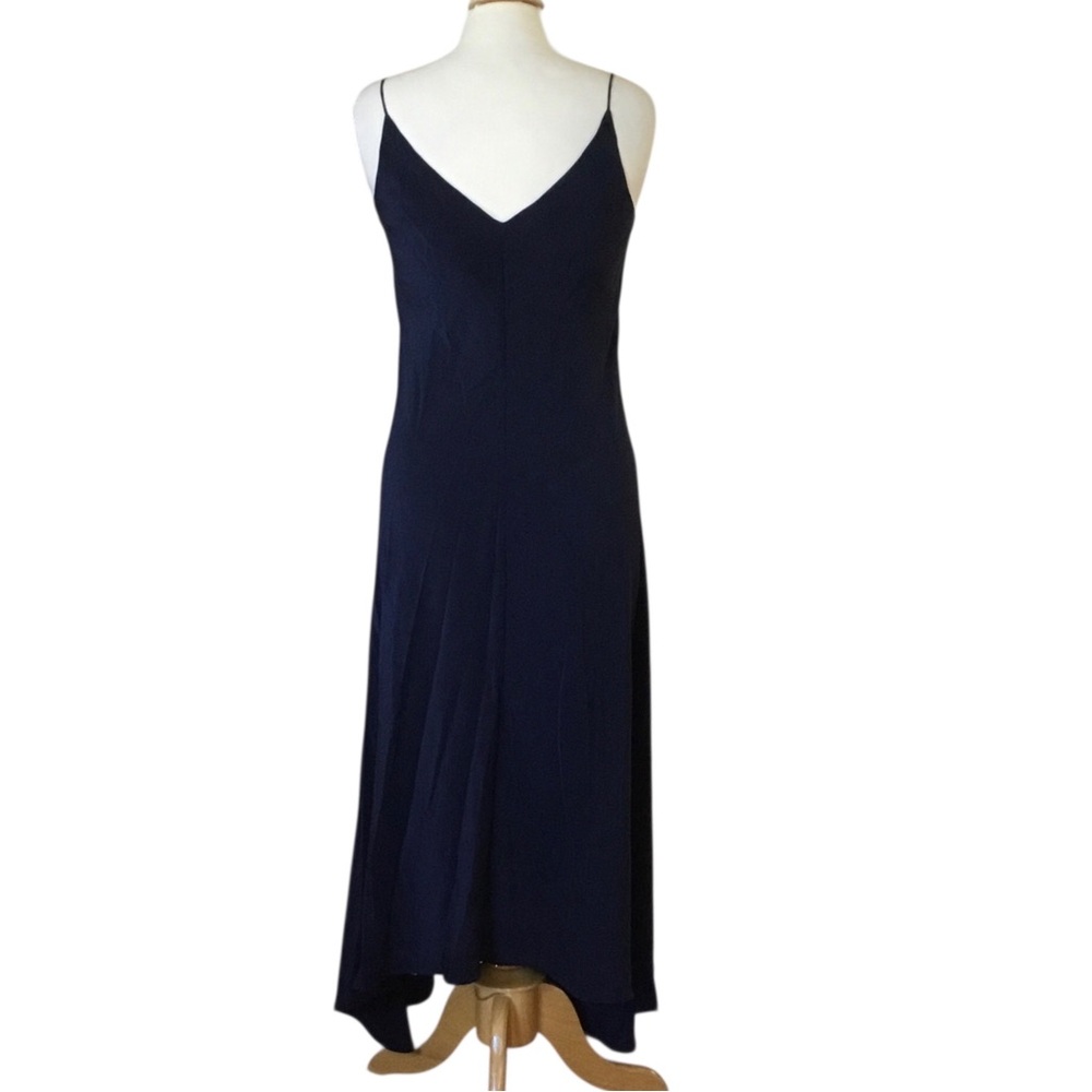 Acrobat Navy Silk Sleeveless Midaxi Slip Dress